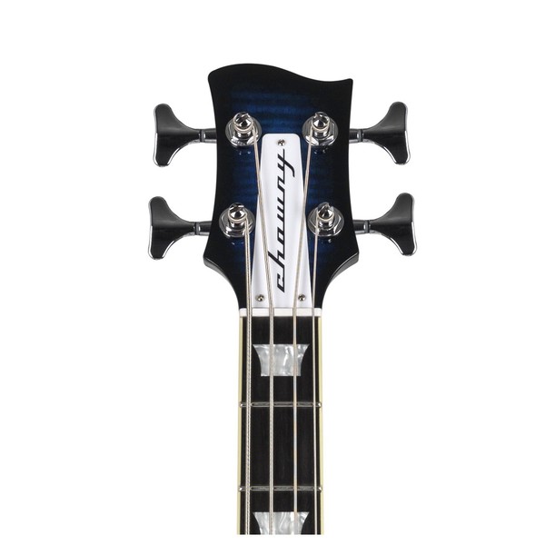 Chowny CHB-2 Semi-Hollow Bass, Sapphire Burst headstock