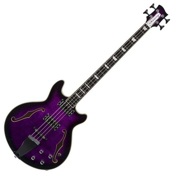 Chowny CHB-2 Semi-Hollow Bass, Purple Burst