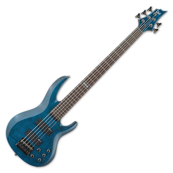 ESP LTD B-155DX 5-String Bass Guitar, See Thru Blue