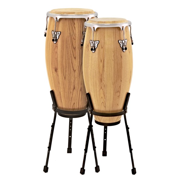 Conga Drums 10" + 11" Set with Stands by Gear4music
