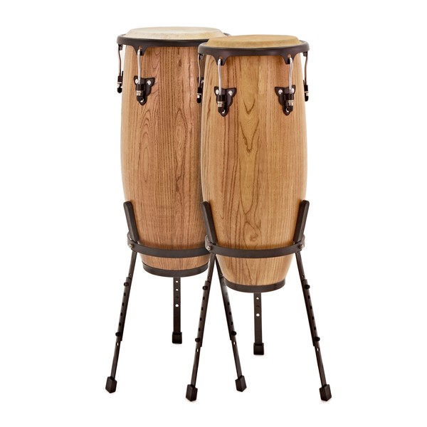 Pro Conga Drums 10" + 11" Set with Stands by Gear4music