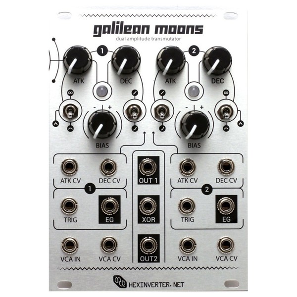 Hexinverter Galilean Moons Dual VCA and Function Generator (18HP) - Front