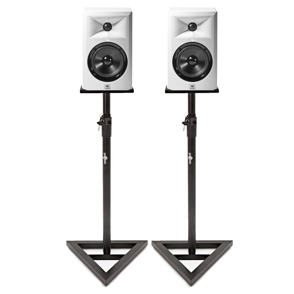 JBL LSR305 Studio Monitor, White, Pair With Stands - Main