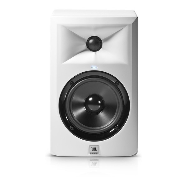 JBL LSR305 Studio Monitor, White, Pair With Stands at Gear4music