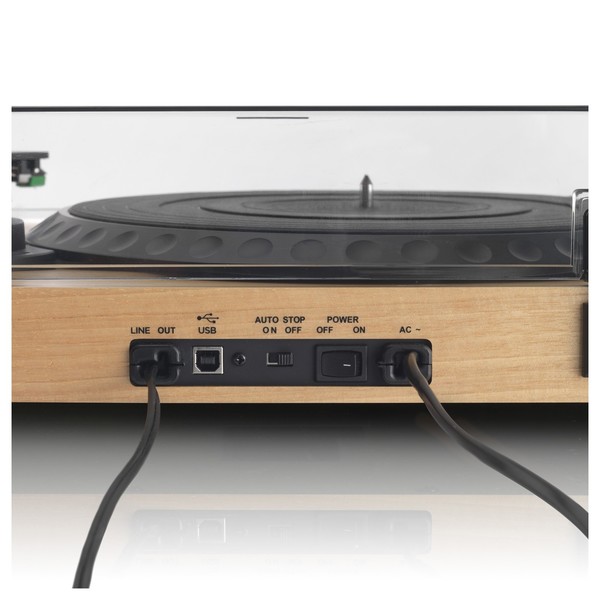 Lenco L-91 Turntable with USB, Natural Wood - Rear