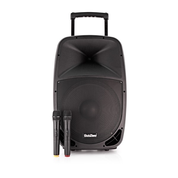 SubZero 15" Portable PA with Digital Media Player + Wireless Mics