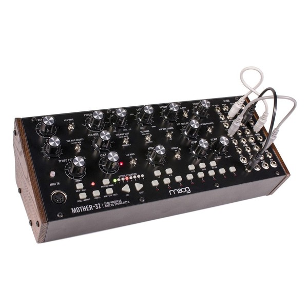 Moog Mother-32 Analog Modular Synthesizer - Angle with Cables