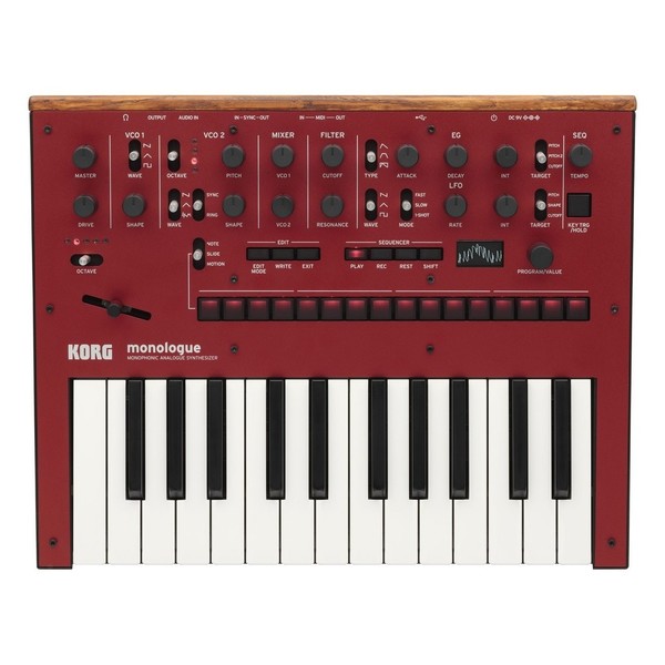 Korg Monologue Analogue Synthesizer, Red, With Power Supply at