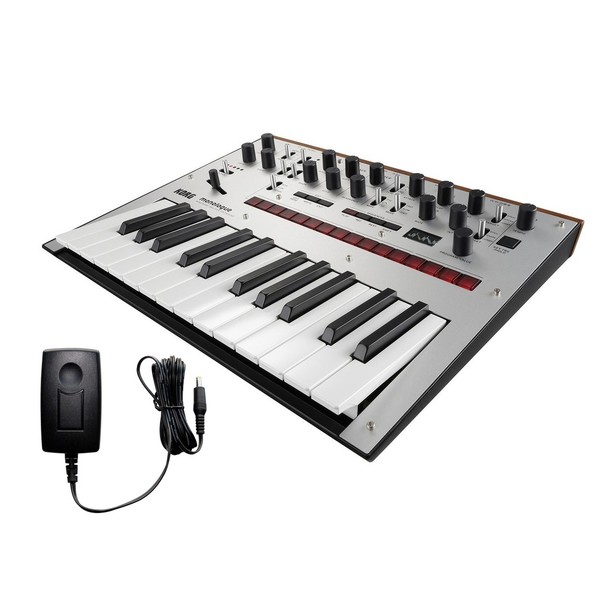 Korg Monologue Analogue Synthesizer, Silver, With Free Power Supply - Bundle