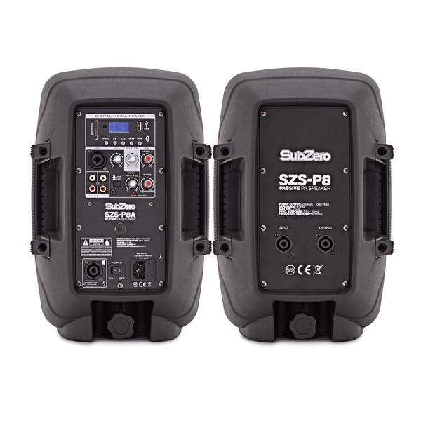 SubZero 200W 8" PA System with Digital Media Player & Stands