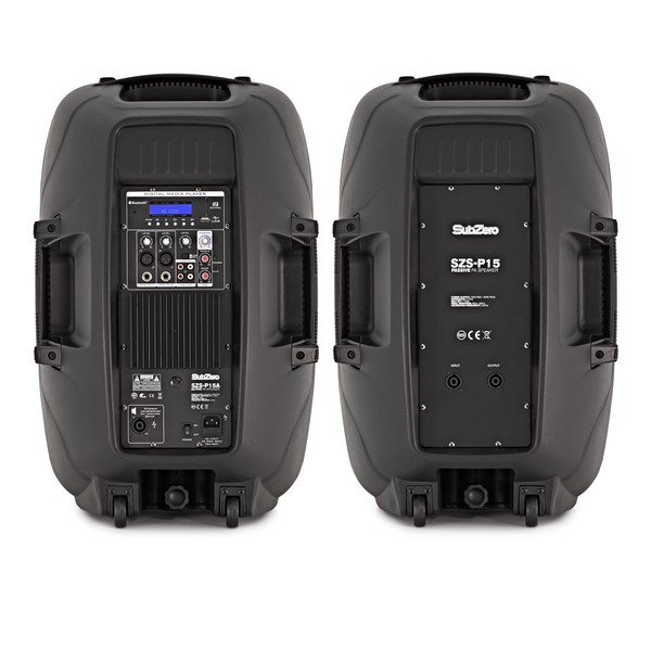 SubZero 600W 15" PA Speaker System with Digital Media Player & Stands