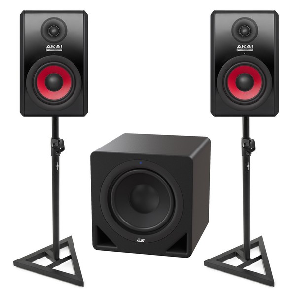 Akai RPM 500 Studio Monitors with ESI aktiv 10s Active Sub & Stands - Bundle