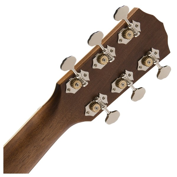 Fender PM-TE Standard Travel Electro Acoustic, All Mahogany Back of Headstock View