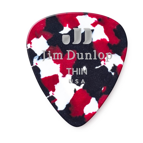 Dunlop Genuine Celluloid 12 Pick Pack Thin, Confetti