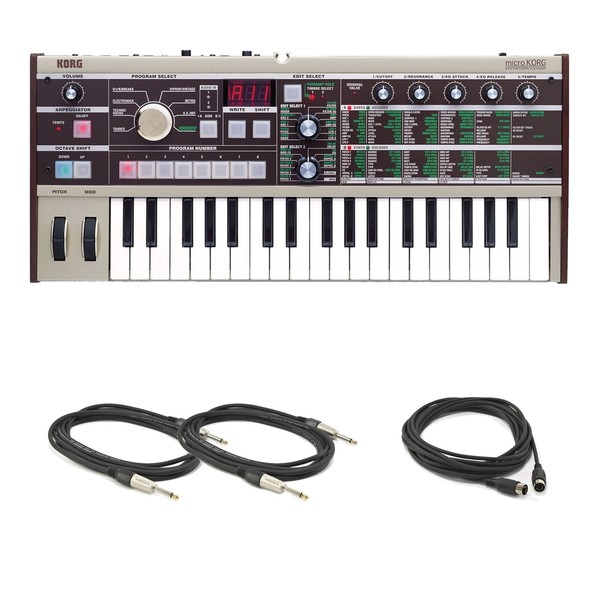 Korg microKORG Synthesizer With Free Jack & MIDI Cables, 3m - Main