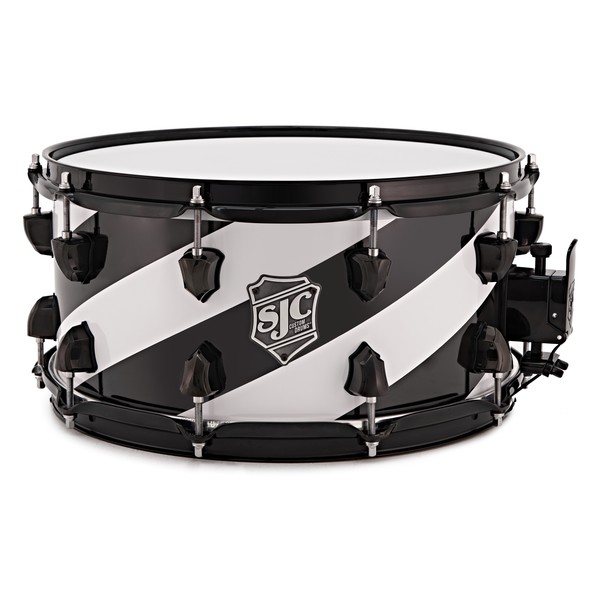 SJC Drums Custom 14 x 7 Snare Drum, Black & White Barber Shop