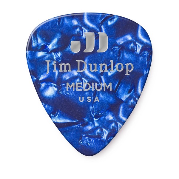 Dunlop Genuine Celluloid 12 Pick Pack Med, Blue Pearl