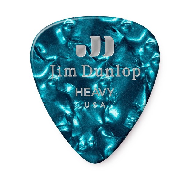 Dunlop Genuine Celluloid 12 Pick Pack Heavy, Turquoise Pearl