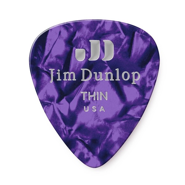 Dunlop Genuine Celluloid 12 Pick Pack Thin,Purple Pearl