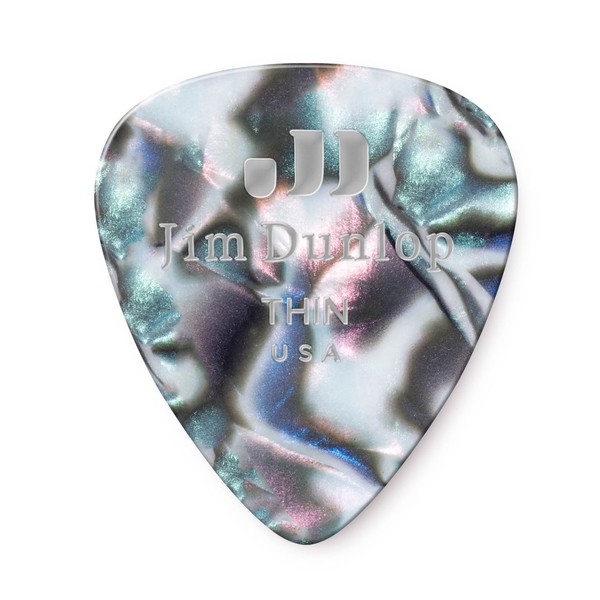 Dunlop Genuine Celluloid 12 Pick Pack Thin, Abalone