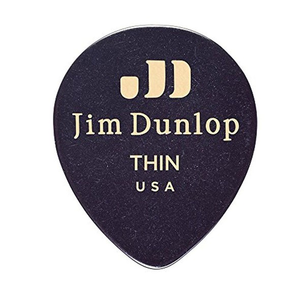 Dunlop Genuine Celluloid 12 Teardrop Pick Pack Thin, Black