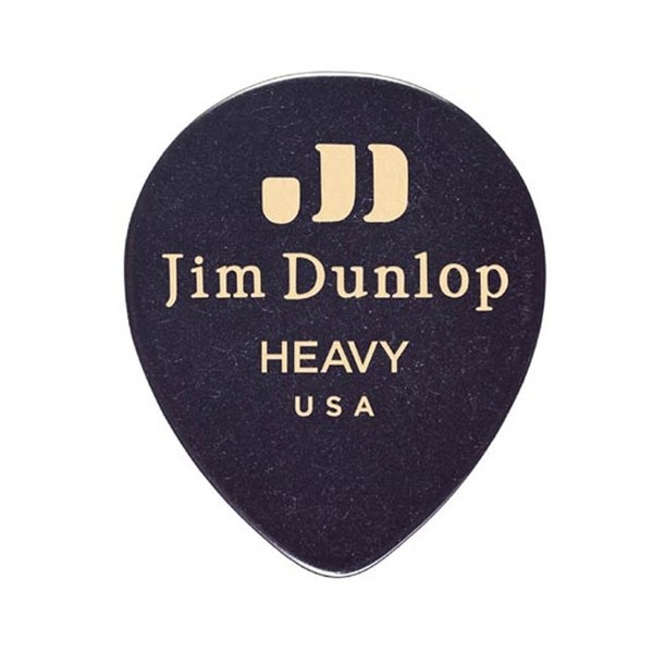 Jim Dunlop Genuine Celluloid Heavy Black Tear Drop Picks, Pack of 12 - Front View