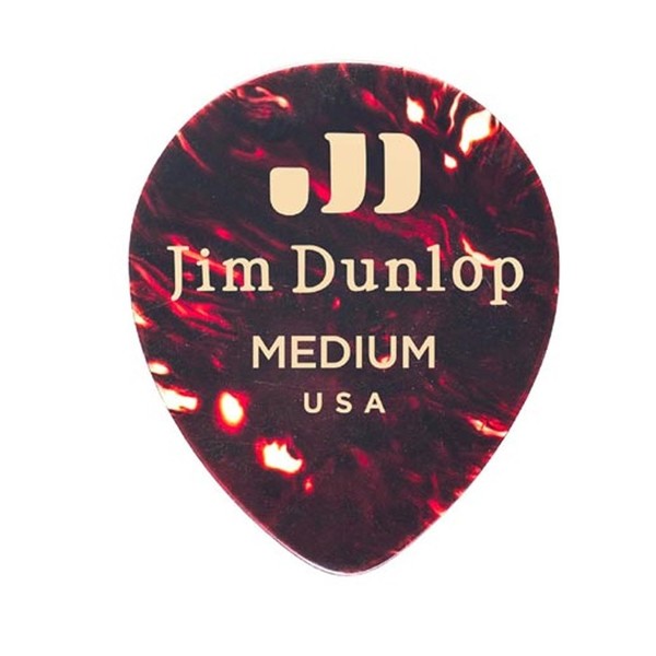 Jim Dunlop Genuine Celluloid Medium Shell Tear Drop Picks, Pack of 12