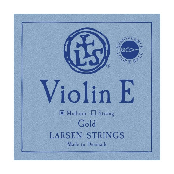 Larsen Medium Gold Violin E String, Ball/Loop End