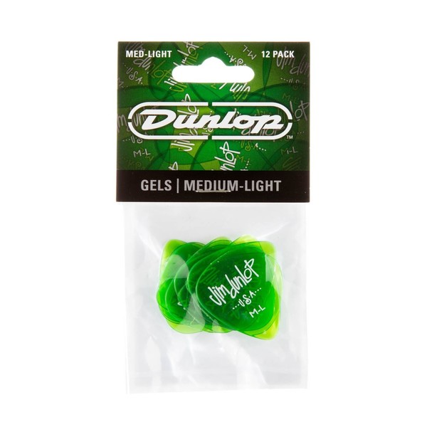 Dunlop Gels 12 Pick Pack Medium Light, Green