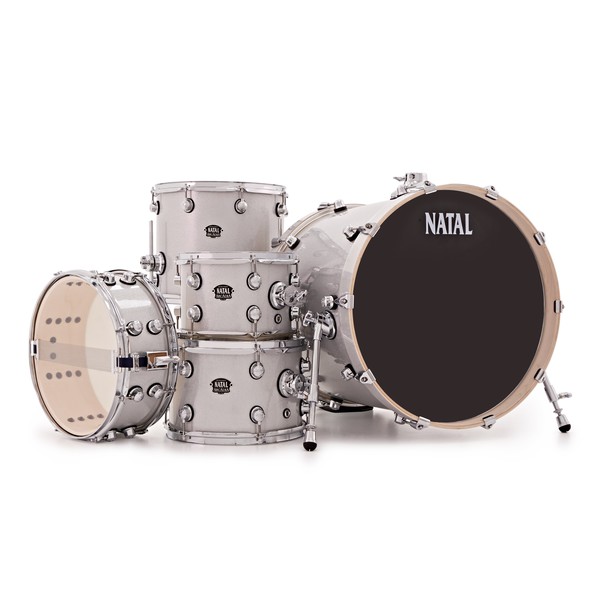 Natal Arcadia Poplar 5pc 20" Drum Kit w/ Hardware, White Sparkle