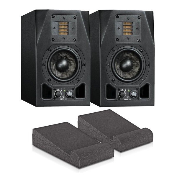 Adam A3X Studio Monitors with Isolation Pads and Cables, Pair - Bundle Main