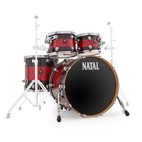Natal Café Racer 22" 4pc Shell Pack, Black Sparkle w/ Red Band