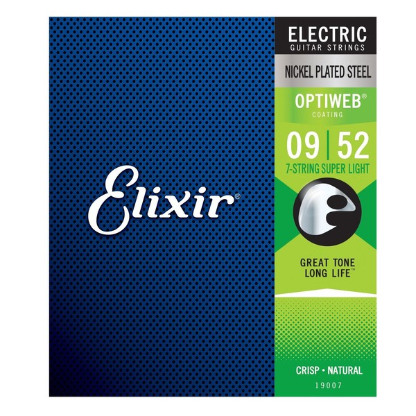 Elixir OPTIWEB Coated 7 String Electric Guitar Strings, 9-52