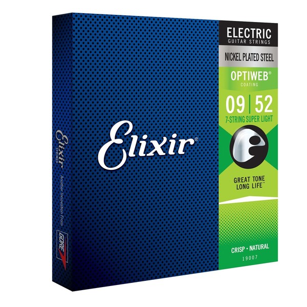 Elixir 19007 OPTIWEB Coated 7 String Electric Guitar Strings, 9-52 at ...