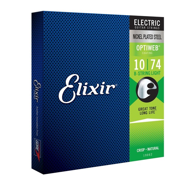 Elixir OPTIWEB Coated 8 String Electric Guitar Strings, 10-74