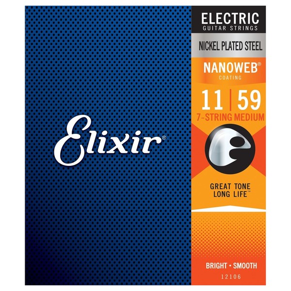 Elixir NANOWEB Coated 7 String Electric Guitar Strings, 11-59