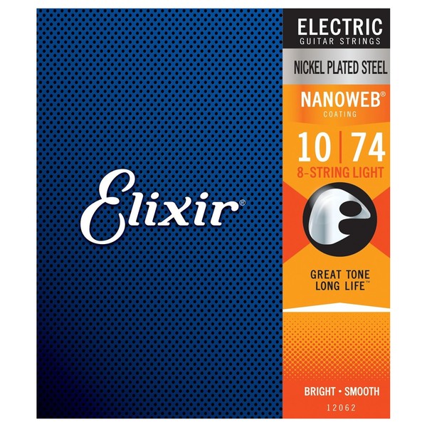 Elixir NANOWEB Coated 8 String Electric Guitar Strings, 10-74