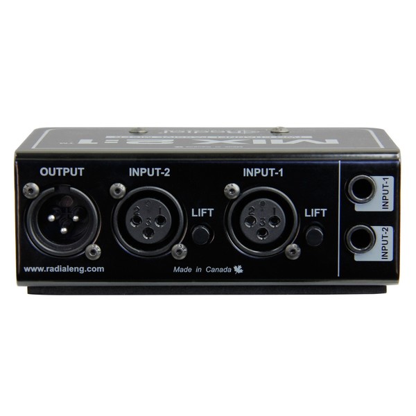 Radial MIX 2:1 Two Channel Audio Combiner & Mixer - Rear View