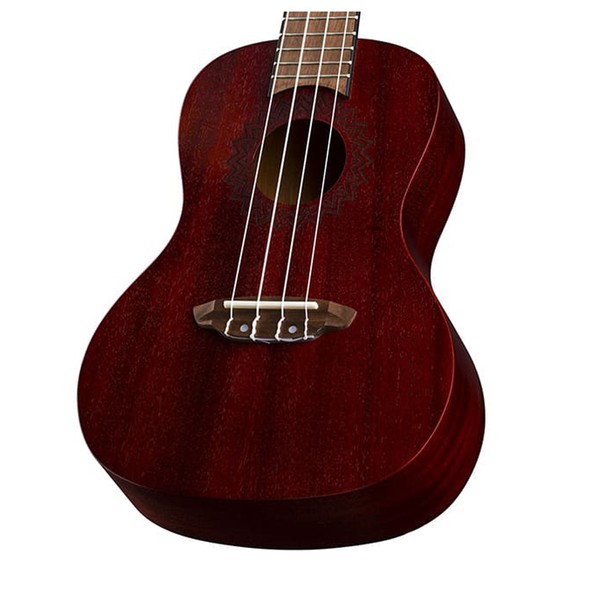 Luna Vintage Mahogany Concert Ukulele, Red Satin - body