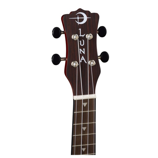 Luna Vintage Mahogany Concert Ukulele, Red Satin - headstock