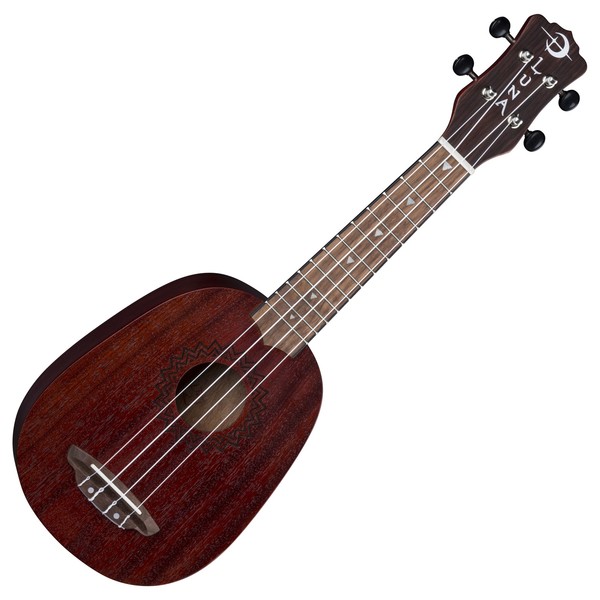 Luna Vintage Mahogany Pineapple Ukulele, Red Satin