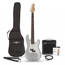 LA Bass Guitar Silver Flake, 15W Bass Amp Pack