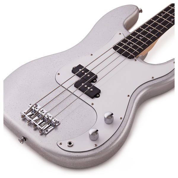LA Bass Guitar Silver Flake, 15W Bass Amp Pack