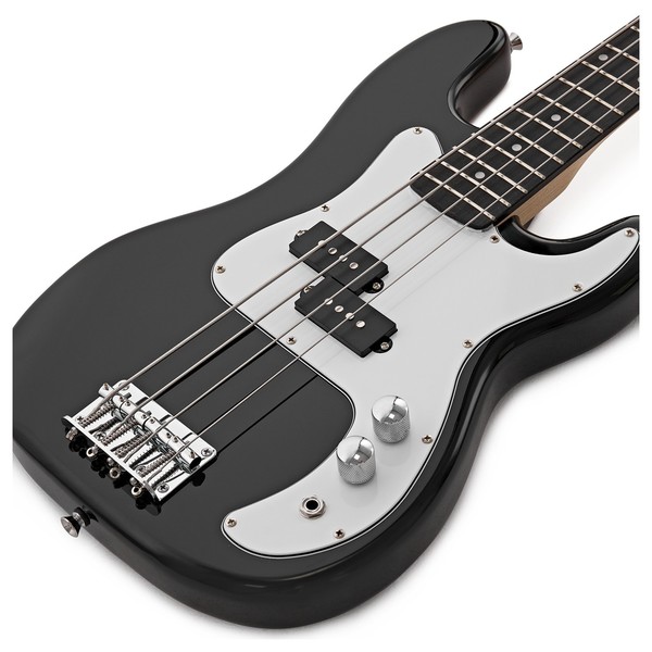 3/4 LA Bass Guitar Black, 15W Bass Amp Pack