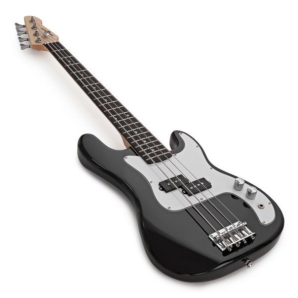 3/4 LA Bass Guitar Black, 15W Bass Amp Pack