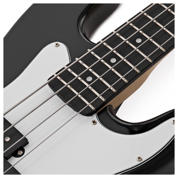 3/4 LA Bass Guitar Black, 15W Bass Amp Pack