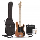 LA Select Bass Guitar Natural, 15W Bass Amp Pack