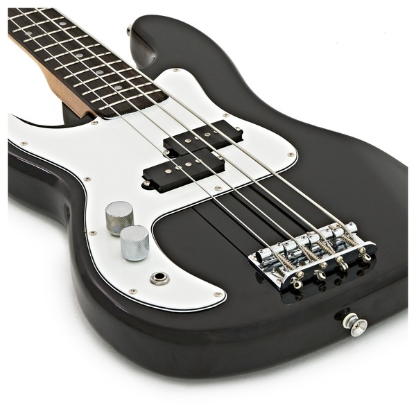 3/4 LA Left Handed Bass Guitar by Gear4music, Black at Gear4music