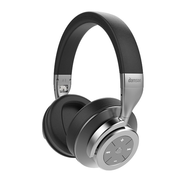 Damson Headspace Wireless Headphones, Graphite Grey - Angle (Controls)