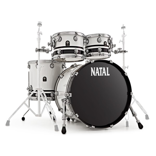 Natal Café Racer 22'' 4pc Shell Pack, White w/ Black Sparkle Split